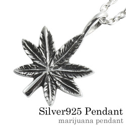 マリファナ ペンダント ≪2mmアズキチェーン≫ メンズ ネックレス シルバー アクセサリー [シルバーペンダント]