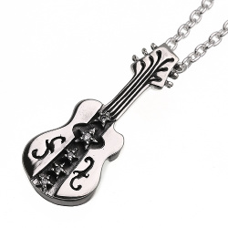 スター ギター ペンダント ≪3mmアズキチェーン≫ メンズ ネックレス シルバー アクセサリー [シルバーペンダント]