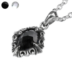 カッティングロック ペンダント ≪3mmアズキチェーン≫ メンズ ネックレス シルバー アクセサリー [シルバーペンダント]