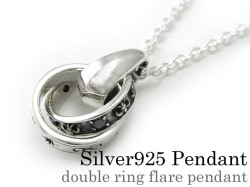 ダブル リング フレア ペンダント ≪2mmアズキチェーン≫ メンズ ネックレス シルバー アクセサリー [シルバーペンダント]