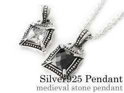 メディーバルストーン ペンダント ≪2mmアズキチェーン≫ メンズ ネックレス シルバー アクセサリー [シルバーペンダント]