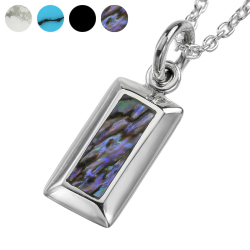 スクエアーストーンペンダント (シェル) ≪2mmアズキチェーン割引セット≫ ブラックシェル シルバー [シルバーペンダント]