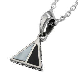 オニキス & シェル ハーフ トライアングル ペンダント ≪トップのみ≫ メンズ レディース ネックレス シルバー アクセサリー [シルバーペンダント]