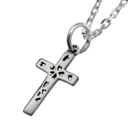 桜 透かし彫り クロス ペンダント≪トップのみ≫ メンズ シルバー アクセサリー さくら サクラ 和風 [シルバーペンダント]