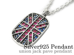 ユニオンジャックパヴェ ペンダント シルバー ≪2mmアズキチェーン≫ [シルバーペンダント]