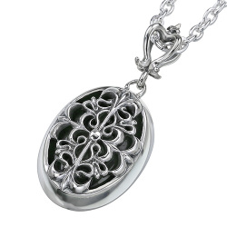 オールサイドリリーフレアオニキス ペンダント アクセサリー ≪3.5mmアズキチェーン≫ [シルバーペンダント]