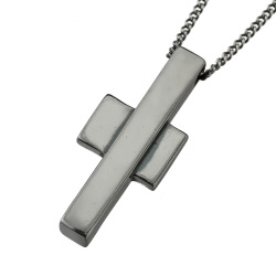 シンプル アシンメトリー クロス ペンダント メンズ ネックレス シルバー アクセサリー ≪1.3mm喜平チェーンセット≫ [シルバーペンダント]