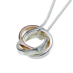 トリニティ リング ペンダント (ピンクシルバー) 1mm喜平チェーンセット メンズ レディース ネックレス シルバー アクセサリー 925 [シルバーペンダント]