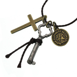 真鍮 ペンダント ネックレス メンズ アクセサリー 鍵 コイン ブラス[真鍮]