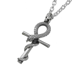 スネーク アンク クロス ペンダント ≪2mmアズキチェーン≫ 十字架 へび ヘビ 蛇 [シルバーペンダント]