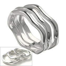 スリーリームス リング 3連 3セット ウェーブ 波 シルバー リング 指輪 [シルバーリング]