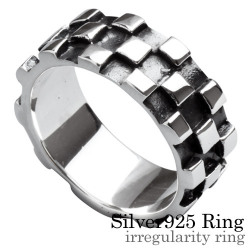 イレギュラリティ リング  市松模様 格子柄 シルバー アクセサリー 指輪 [シルバーリング]