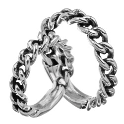 【ペア販売】 ID プレート チェーン ペアリング シルバー アクセサリー 指輪 [シルバーリング] 喜平 チェーンデザイン リング
