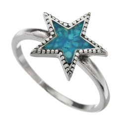 クラッシュ ターコイズ ネイティブ スター リング シルバー アクセサリー 指輪 天然石 星 [シルバーリング]