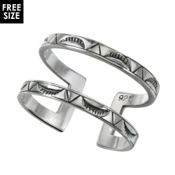 ネイティブ パターン ダブル リング メンズ 指輪 シルバー925 アクセサリー ネイティブ系 2連風 重ね付け風 レイヤード [シルバーリング]
