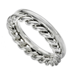 ロープ ＆ ラウンド レイヤード リング シルバー アクセサリー 指輪 ねじり シンプル 925 [シルバーリング]