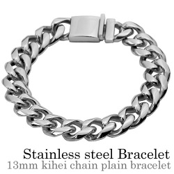 13mm喜平チェーンプレーン ブレスレット ステンレス アクセサリー [ステンレスブレスレット]