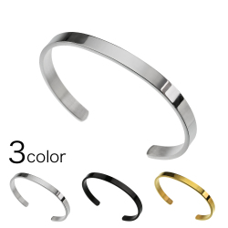 6mm ステンレス バングル メンズ ブレスレット 定番 シンプル [ステンレスブレスレット]
