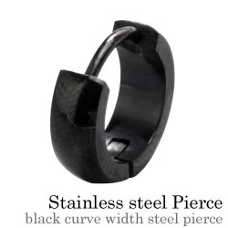 ≪直径12mm×幅4mm≫甲丸型 ブラックスチール フープ ピアス ステンレス アクセサリー メンズ 男性 [ステンレスピアス] 片耳用(1個売り)
