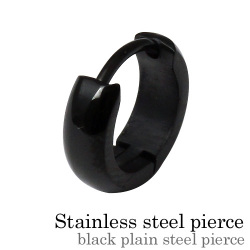 ≪直径10mm×幅3mm≫甲丸型 ブラックスチール フープ ピアス ステンレス アクセサリー メンズ 男性 [ステンレスピアス] 片耳用(1個売り)