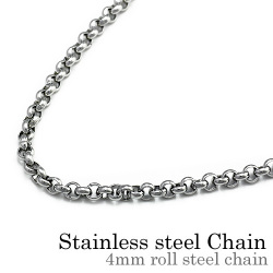 【標準】4mmロール (甲丸) スチールチェーン 45cm 50cm [ステンレスチェーン]