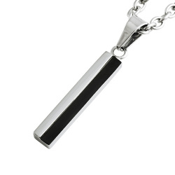 スティックハーフカラー ペンダント (ブラック) ≪トップのみ≫ メンズ ネックレス ステンレス アクセサリー [ステンレスペンダント]