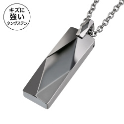 タングステン ダイヤカット スティック ペンダント メンズ ネックレス シンプル ステンレスチェーン付属