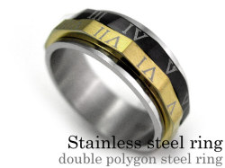 ダブルポリゴンスチール リング ステンレス アクセサリー 指輪 [ステンレスリング]
