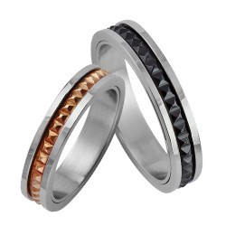 【有料刻印可能】【ペア販売】センターラインロールスタッズ ペア リング ステンレス 指輪 [ステンレスリング]