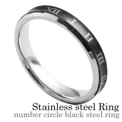 ナンバー サークルブラックスチール リング ステンレススチール アクセサリー 指輪 [ステンレスリング]