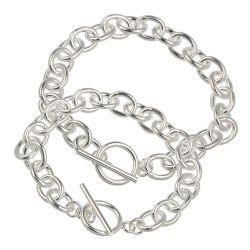 【 ペア 販売 】 8.5mm Tバー チェーン ペア ブレスレット メンズ レディース  アクセサリー[シルバーブレスレット]
