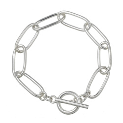 楕円 チェーン Tバー ブレスレット シルバー925 アクセサリー ブレスレット メンズ レディース[シルバーブレスレット]