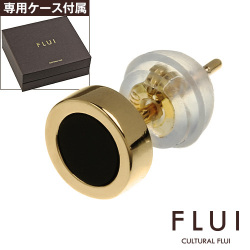 FLUI (フルイ) ブランド ゴールド ラウンドフレーム ピアスwオニキス メンズ アクセサリー CULTURAL FLUI カルトラルフルイ 片耳用(1個売り)