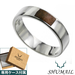 SHUMAIL (シュメール) ブランド スクエア ウッド フラット リング メンズ シルバー 925 平打ち 指輪 木 [シルバーリング]