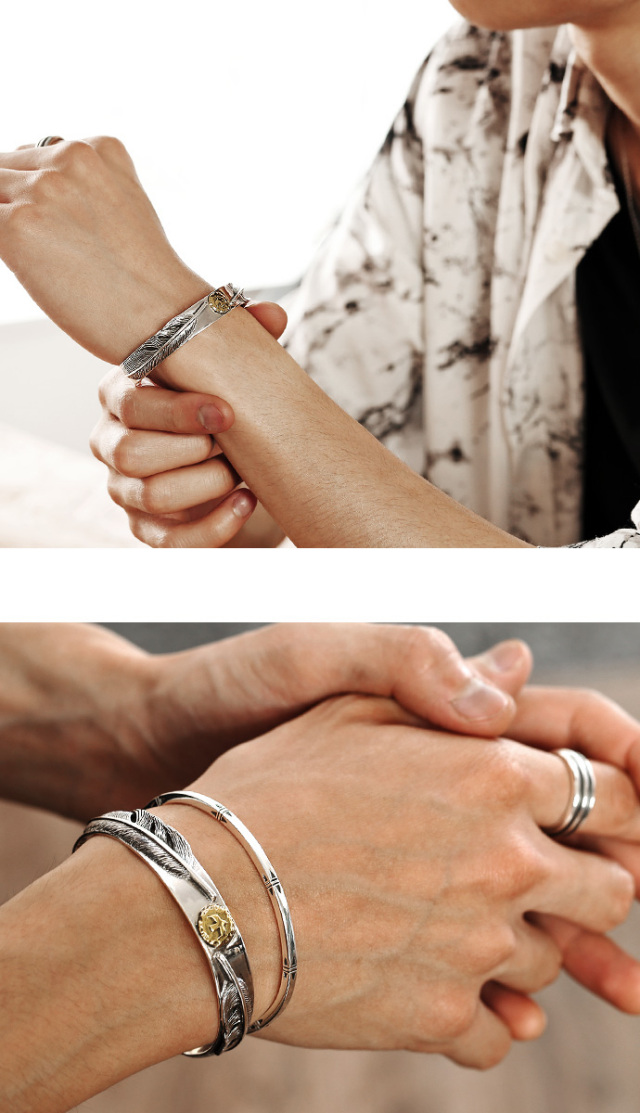 イーグルメタル ダブル フェザー バングル シルバー アクセサリー  