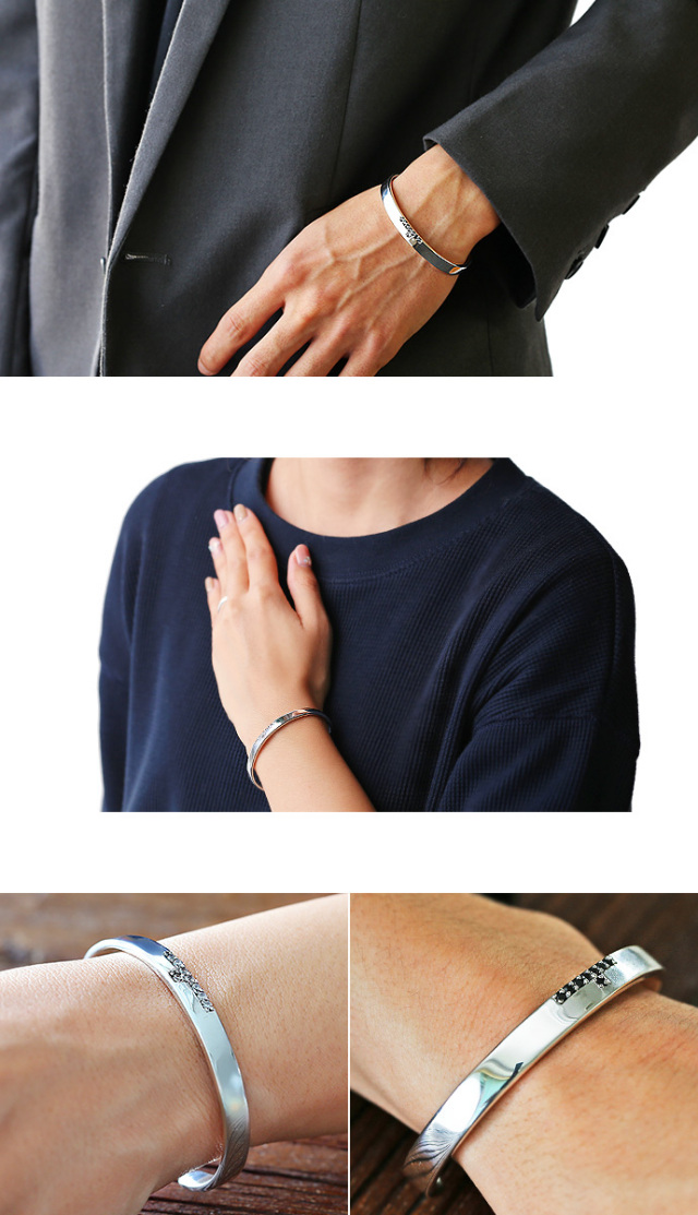 ペア販売】 ジルコニア クロス ペアバングル シルバー アクセサリー