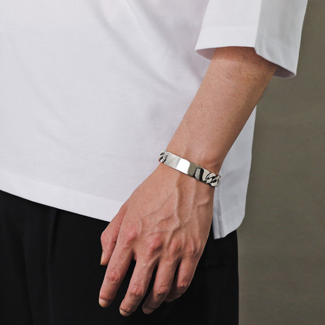 ステンレス メンズ ブレスレット シルバー　idブレスレット　クロス バングル SINSS ブレスレット Cross bangle / クロスバングル メンズ