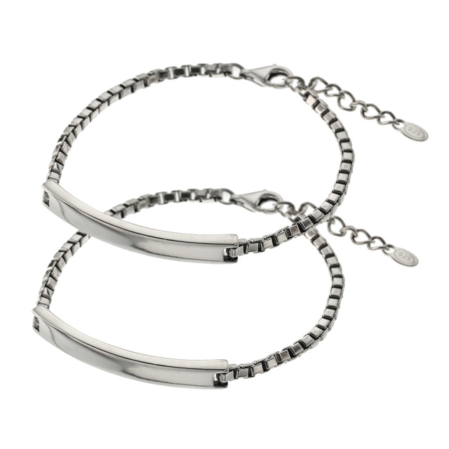 ペア販売】 ベネチアン チェーン プレート ペア ブレスレット シルバー