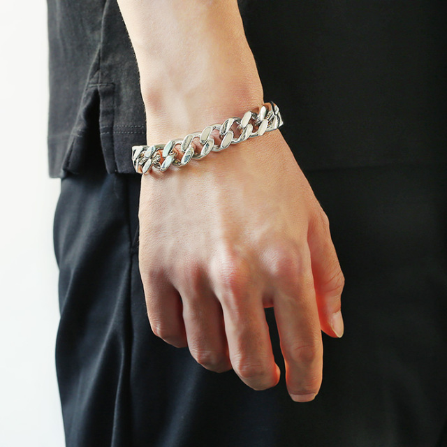 14mm 2面カット 喜平 ブレスレット シルバー925 アクセサリー  