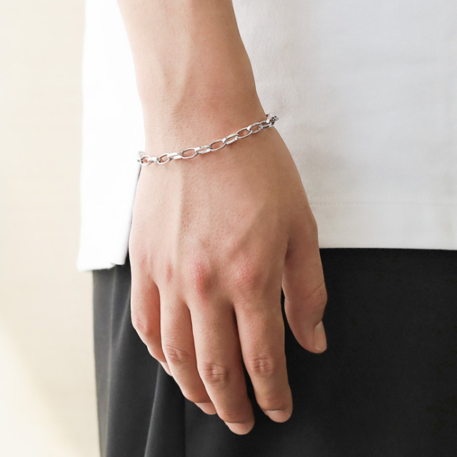 平アズキ チェーン ブレスレット シルバー925 アクセサリー メンズ  