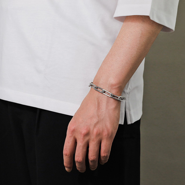 ツイストミックス スクエアチェーン ブレスレット メンズ ブレスレット