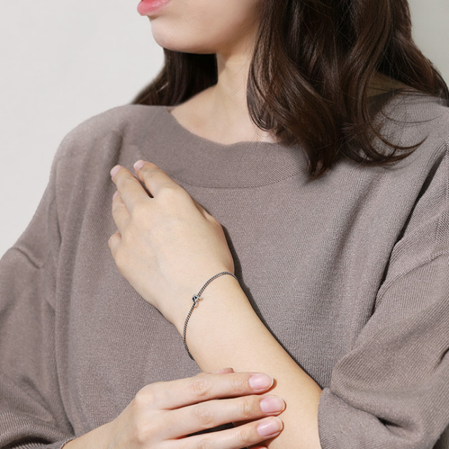 イニシャル チャーム 喜平 チェーン ブレスレット シルバー925