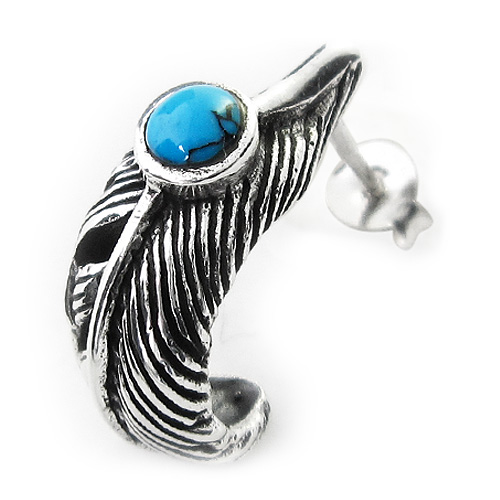 ターコイズフェザーフープピアス｜シルバーアクセサリー