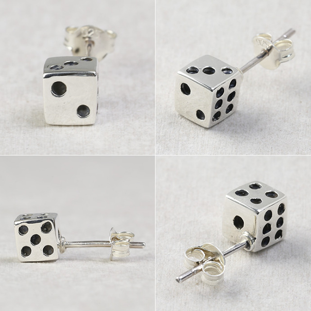 ミディアム ダイス スタッド ピアス メンズ シルバー アクセサリー