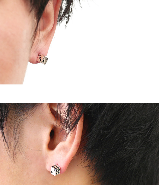 ミディアム ダイス スタッド ピアス メンズ シルバー アクセサリー