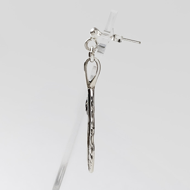 シングル フェザー ドロップ ピアス メンズ シルバー925 アクセサリー