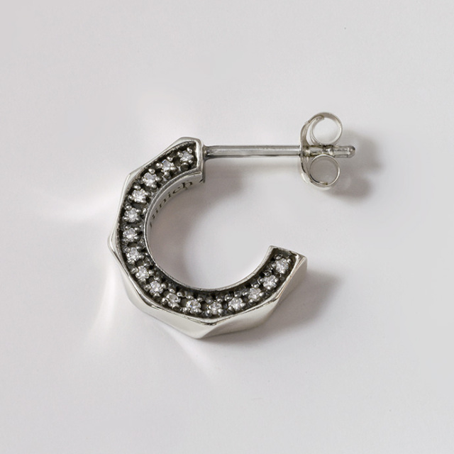 サイド ジルコニア ウェーブ ピアス メンズ シルバー925 アクセサリー