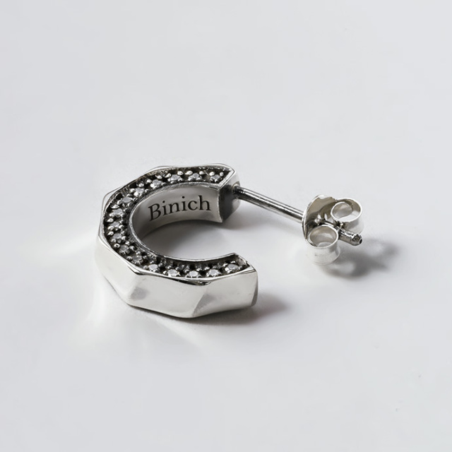 新品 定価58300円 リックオウエンス マット シルバー 925 ピアス サイド ジルコニア ウェーブ ピアス メンズ シルバー925 アクセサリー