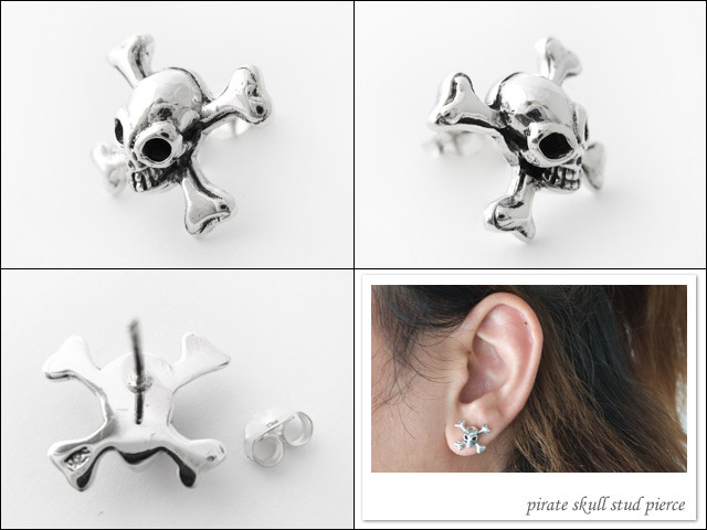 パイレーツスカルスタッドピアス｜シルバー925｜ラッピング無料