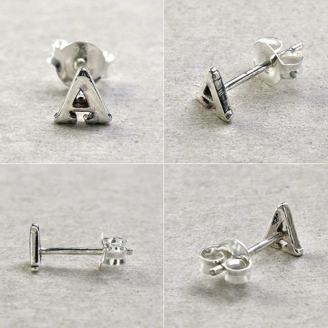 アルファベット スタッド ピアス イニシャル シルバーアクセサリー 